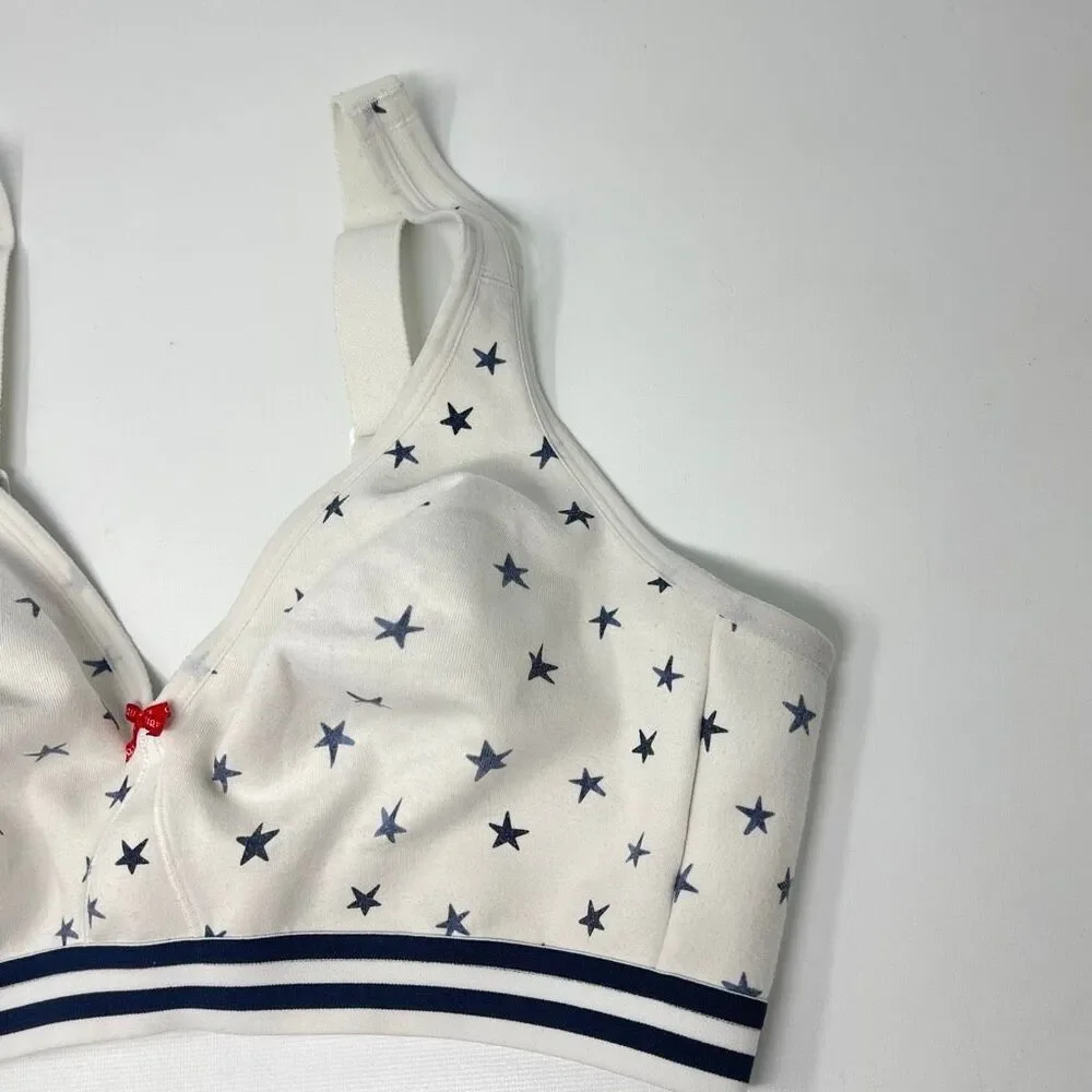 Cacique Lane Bryant Unlined Full Coverage No Wire White Stars Bra Women Size 42D